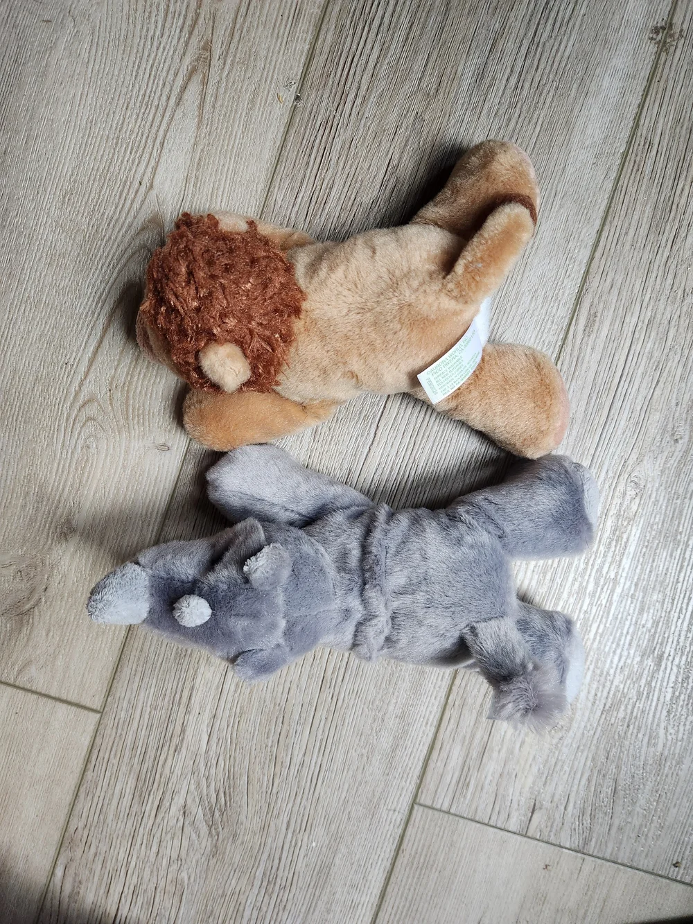 Plush Lion and Rhino Set - Brown Lion & Gray Rhino